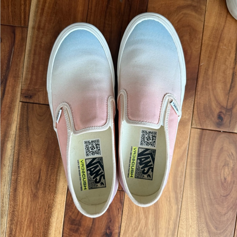Vans Slip-On Ombre Canvas Sneakers in Pink and Light Blue